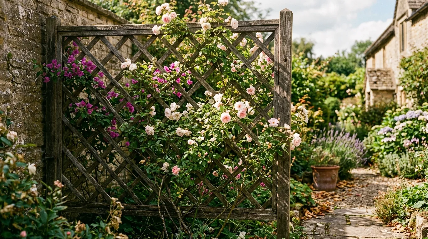 Dark Painted Lattice Screen